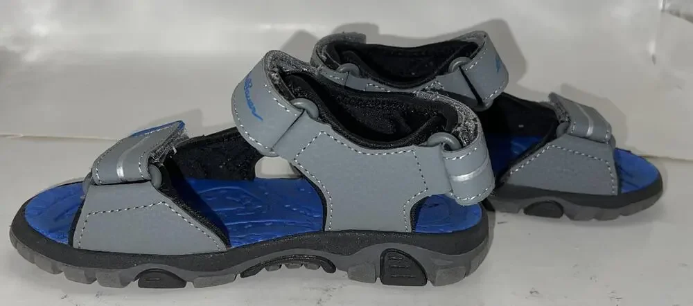 Eddie Bauer Sandals Boys Size 12 Gray Blue Pacific Hook & Loop Hiking Water